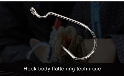 MEREDITH 50 unidades/pacote Anzóis de minhoca macia de pesca de aço de alto carbono larga Super Lock Anzóis de pesca de isca macia 8#-5/0 Material de pesca
