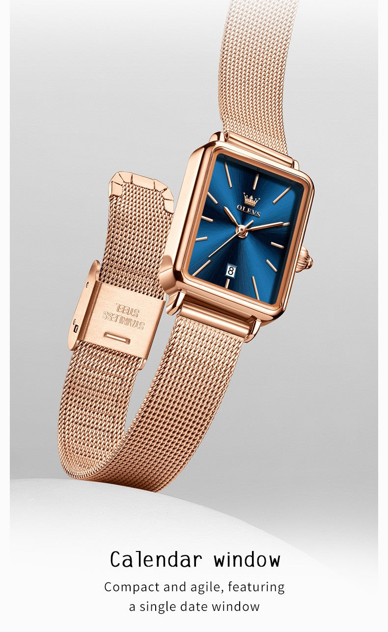 OLEVS Ultra Thin 8mm Women's Watches With Gift Box Fashion Elegant Rose Gold Mesh Steel Strap Luxury Quartz Watch for Woman 3692