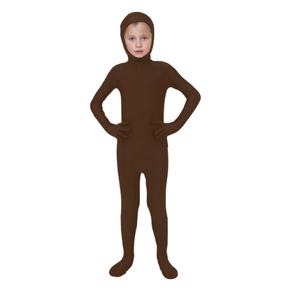 Kids Invisibility Jumpsuits Role Play Tights Full Body Suit Solid One-Piece Jumpsuit Halloween Costume Funny Romper Performance