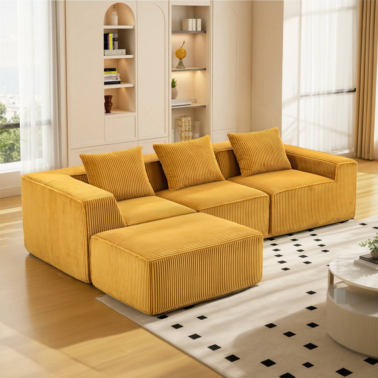 Sectional boneless Couch with L-Shape Chaise,Modern Modular sleeper Sofa with Deep Seat, Upholstered Couches for Room