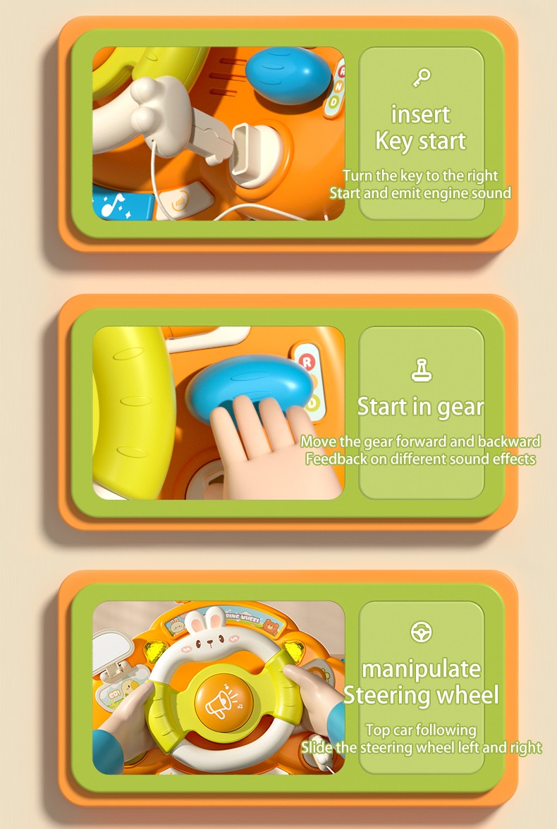 Brinquedo de volante para bebê, educação infantil, brinquedos de direção simulados, luz e música, educativos para bebês, reboque de berço, brinquedos suspensos