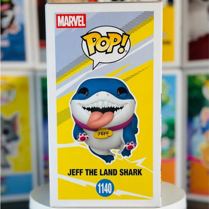 Boneco colecionável oficial e genuíno Funko Pop Marvel Rivals Jeff The Land Shark #1140, 3,2 polegadas, escultura em vinil