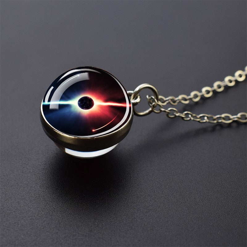 Colares Aurora Yin Yang Fênix de Gelo e Fogo Pingente de Bola de Vidro Dupla Face Colar de Correntes da Moda Joias Legais Feminino Masculino