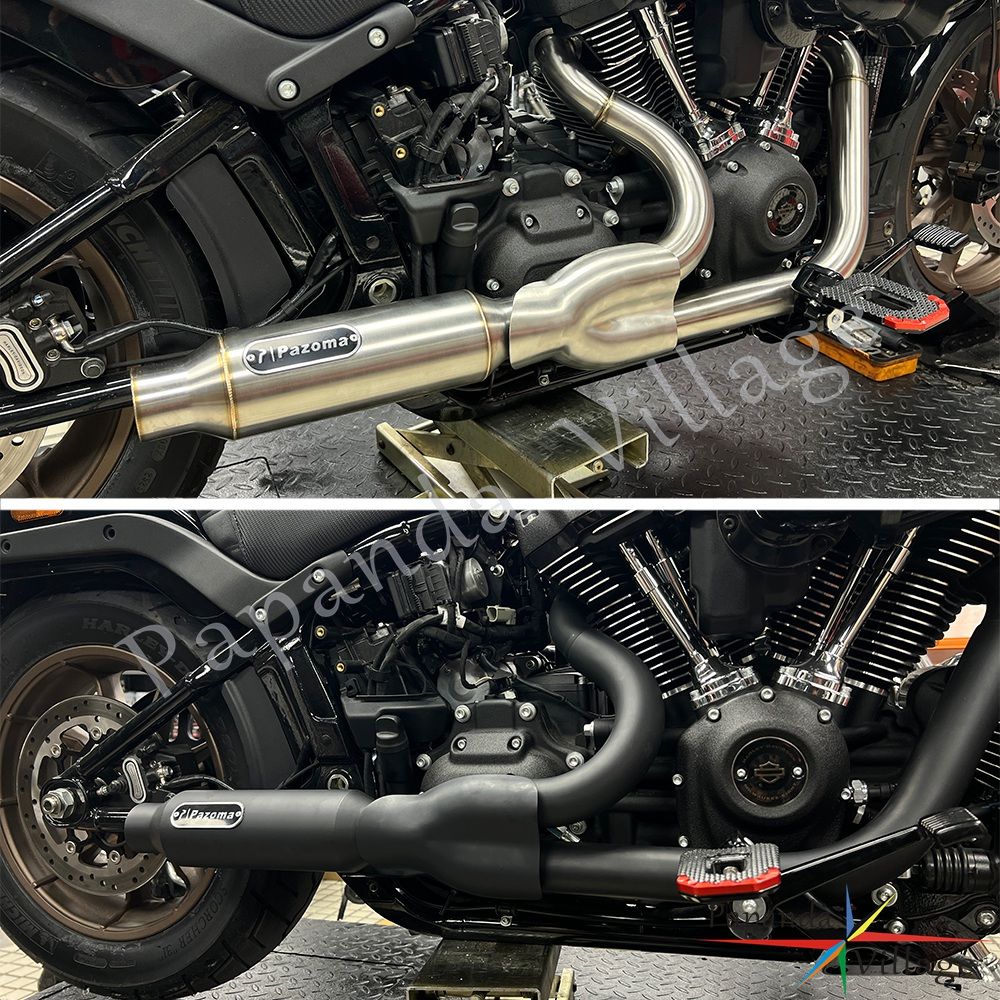 Motorcycle 2-into-1 Exhaust Pipe Muffler For Harley M8 Softail Low Rider S ST Fat Street Bob Standard Slim Deluxe FXLR 2018-2025