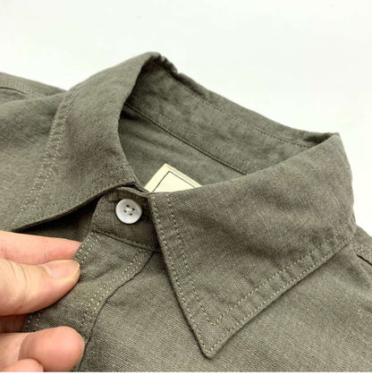 Sold Color Mens Cotton Linen Shirts Harajuku Casual Simple Comfortable Long Sleeve Loose Buttons Blouses Shirt With Chest Pocket