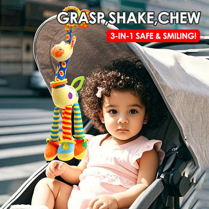 1pcs Soft Giraffe Animal Handbells Rattles Plush Infant Toddler Car Bed Hanging Toy Baby Early Education Development Handle Toys
