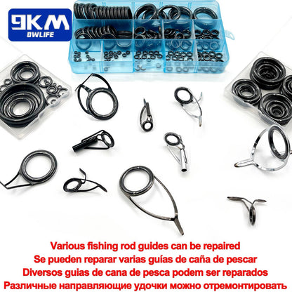 Anel Guia de Vara de Pesca 10pçs~100pçs Resistente ao Desgaste Cerâmica Kit de Reparo de Vara Anel Alconite Preto 6mm~47.3mm