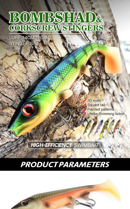 Spinpoler Big Fish Soft Fishing Lure With Stinger Rig Hook Set 14cm/18cm Jigging Trolling For Saltwater Sea Fishing Tackle Pesca