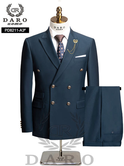 DAROuomo 2025  Men Suit Slim Fit Formal Business Work Wear Suits 2Pcs Set (Jacket+Pants)DR8211