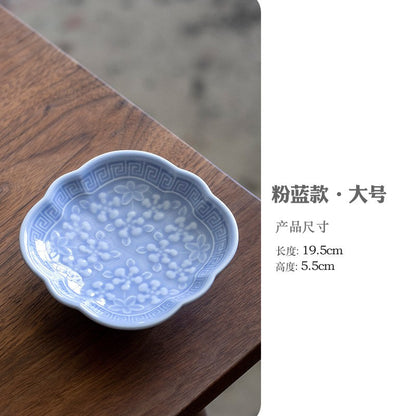 Chinese Style High Leg Fruit Dishes Ancient Pastry Plate Fruit Plate Appetizer Serving Platter Household Plates For Food Craft