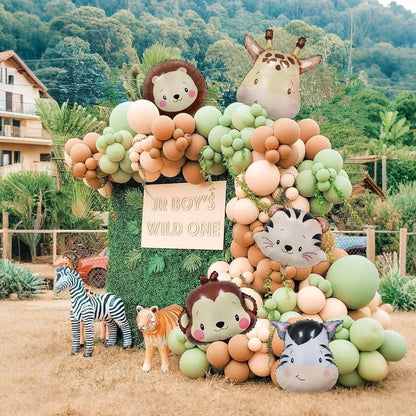 1/5pcs Animal Head Balloon Lion Monkey Tiger Zebra Giraffe Perfect for Birthday Party Decoration, Jungle Party Decoration