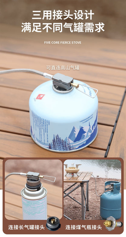 BRS-201A Five-core Fire Stove, Cassette Butane Liquefaction Portable High-power Gas Stove with Electronic Igniter Split Cooktops