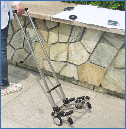 Carrinho de bagagem dobrável completo em aço inoxidável Capacidade de carga de 30kg Fácil de transportar Malas de rodinhas Carrinhos de compras para mochilas escolares