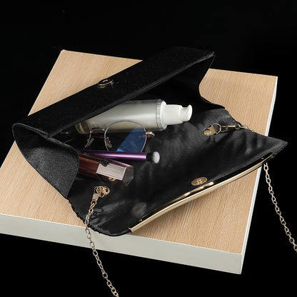 Premium Pleated Clutch Bag with Metal Trim Fashion Classic Chain Shoulder Bag for Evening Weddings And Parties