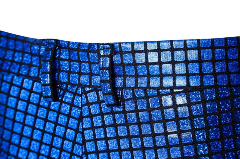Novas Calças Masculinas Luxuosas de Terno Xadrez com Lantejoulas Moda Masculina Festa de Dança Bar KTV Casual Calças Pequenas Elásticas