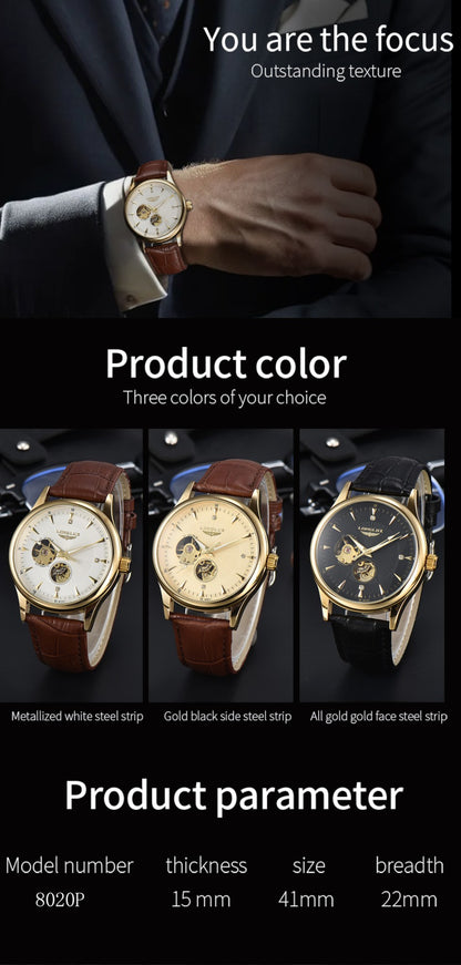 LONGLUX relógio automático estilo elegante atacado relógios de pulso mecânicos esqueleto roma à prova d'água relógio masculino presente para homens