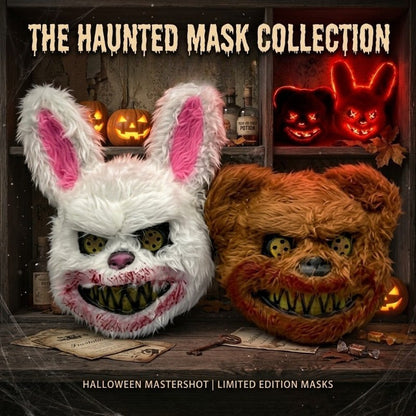 Halloween Cosplay Party Luminous LED Light Face Mask Make-up Horror Rabbit Bear Mask Headgear Cartoon Animal Carnival Head Cover