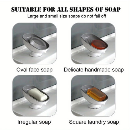 1pc Creative Soap Dish - Modern Drain Soap Tray with Suction Cup for Bathroom Organization and Hygiene