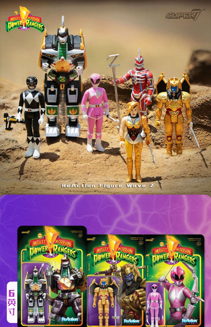 Em Estoque Super7 Mighty Morphin Power Rangers Carded Series 1 - Conjunto de Presente com Modelos Dragonzord, Red Ranger e Rita Repulsa