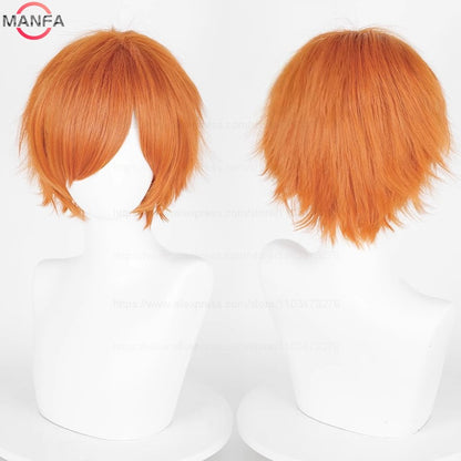 Anime 30cm Curta Reta Peruca Cosplay Preto Branco Verde Marrom Roxo Azul Cinza Vermelho Dourado Homens Mulheres Cabelo Sintético Resistente ao Calor