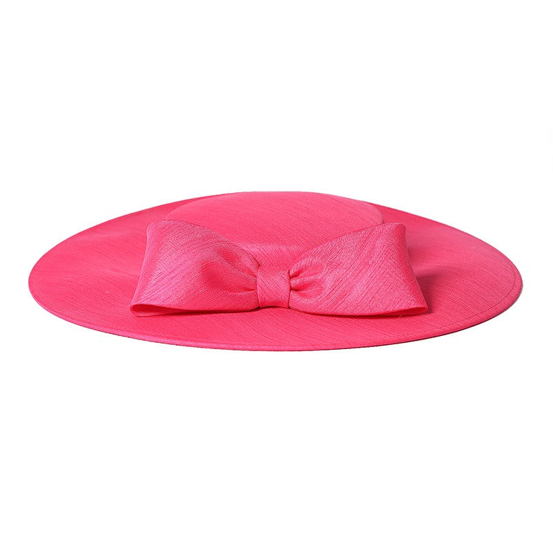 FS Elegante Chapéu de Aba Larga Marfim Feminino Grande Laço Ocasião Formal Kentucky Boné Feminino Casamento Coquetel Festa Fedora de Topo Reto 2024