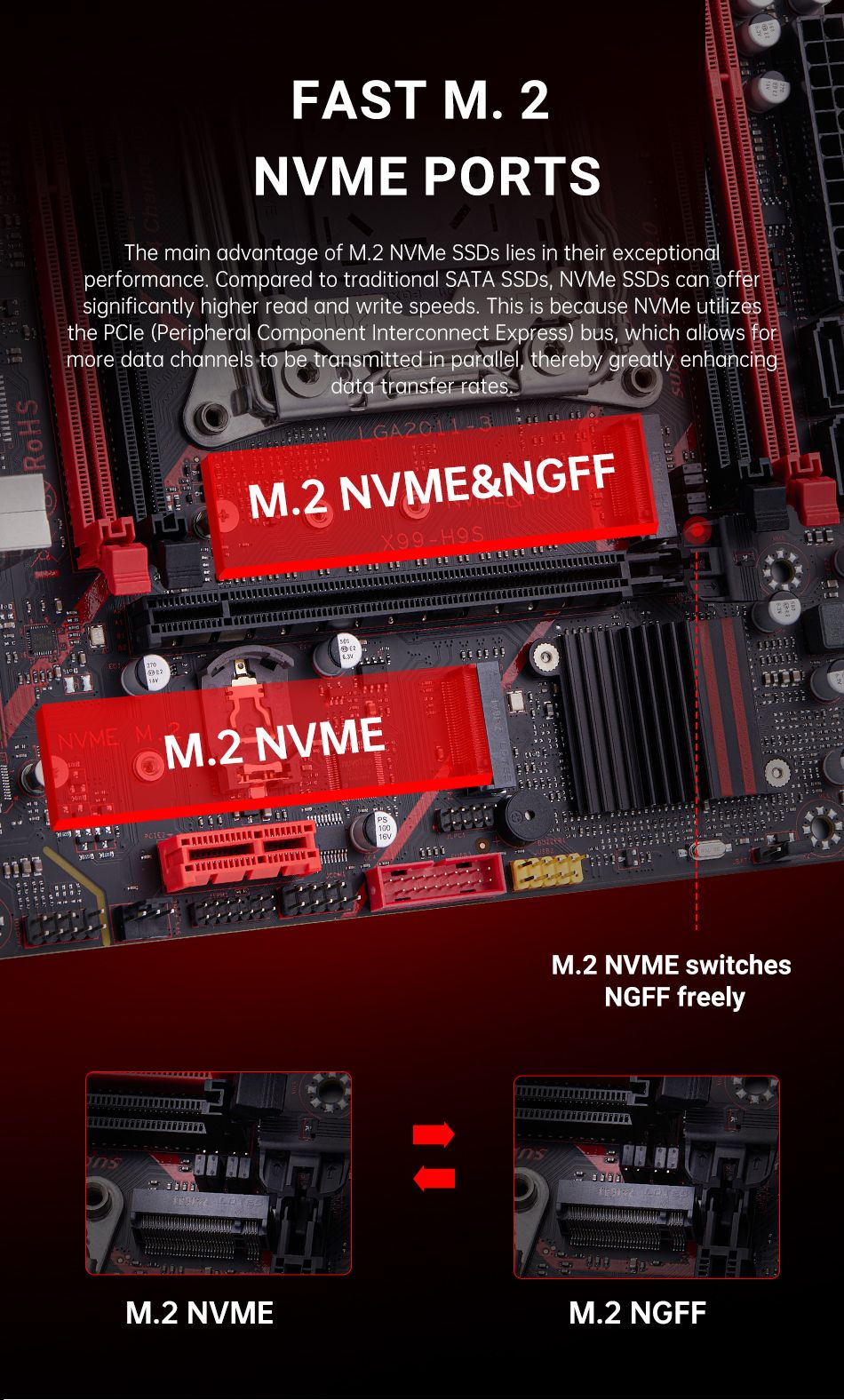 Kit Placa Mãe QIYIDA X99 H9S Com Processador Xeon E5 2630 V4 LGA2011-3 Memória RAM DDR4 16GB ECC REG NVME M.2 Interface TPM 2.0 SATA3