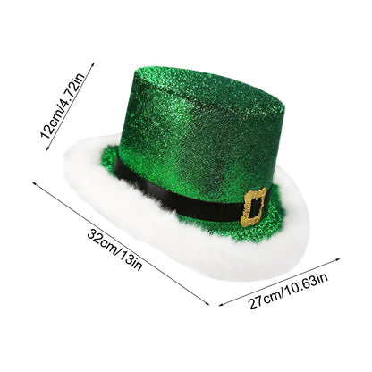 Comfortable Festive Cosplay Caps New Year Christmas Top Hat Red Green Top Hat With White Brim For Men Women Performance Cosplay