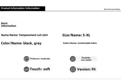 Grey High-waisted A- line Skirt Half Dress Petite Long Dress Autumn/winter For Women Side Slit Workwear