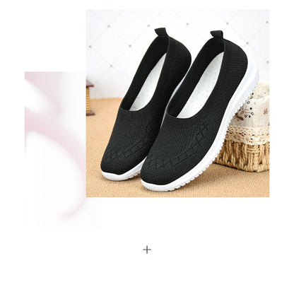New Women's Shoes Soft Sole Cloth Shoes Large Women's Shoes Casual Mesh Shoes Sports Casual Women's Vulcanized Shoes Low Heels