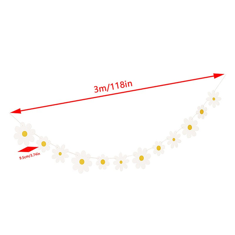 Daisy Flower Paper Banner Hat Cake Toppers Kids Girl Birthday Daisy Theme Party Decorations Hanging Bunting Garland Supplies