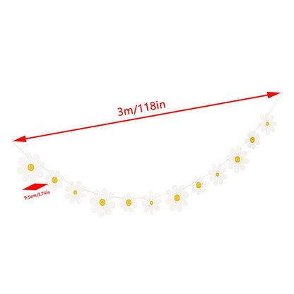 Daisy Flower Paper Banner Hat Cake Toppers Kids Girl Birthday Daisy Theme Party Decorations Hanging Bunting Garland Supplies