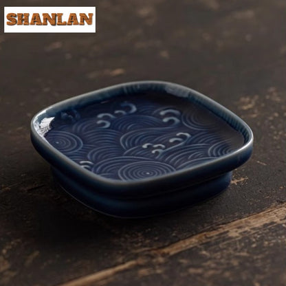 Sea Wave Little High Foot Fruit Dishes Handmade Pastry Plate Candy Bar Food Storage Tray Hospitality Dishes Cafes Ornaments Gift