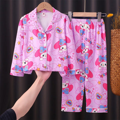 Lovely Melody Children Pajama Sets Cartoon Print Loose Soft Kids Sleepwear Suit Breathable Comfortable Nightdress Autumn Winter