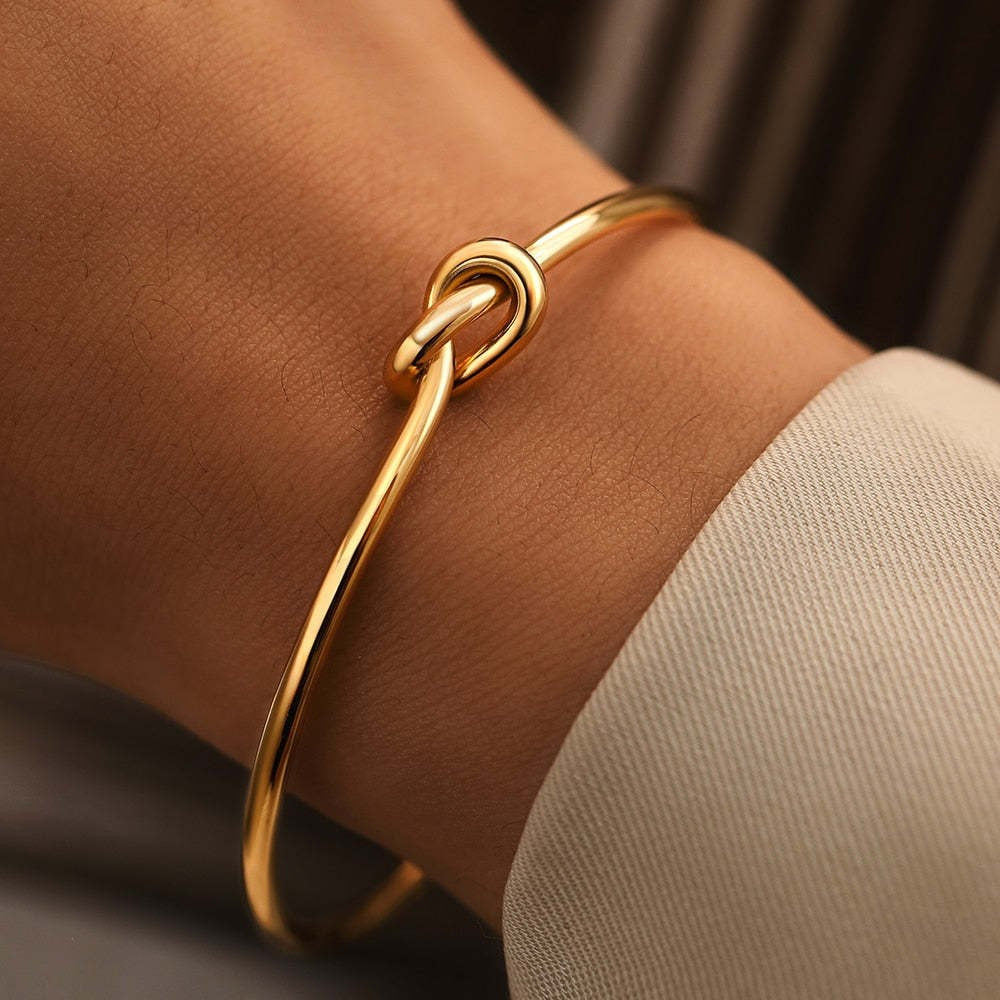 Conjunto de Anel e Bracelete de Aço Inoxidável com Gota de Água para Mulheres Luxuoso Geométrico Gota Aberta Punho Torcido Irregular Joias
