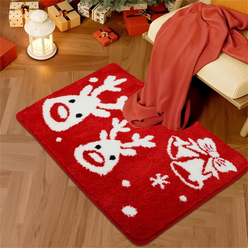 Christmas Mats Imitation Cashmere Carpet Bathroom Room Living Room Absorbent Non Slip Floor Mat Carpet Door Mat Home Party Decor