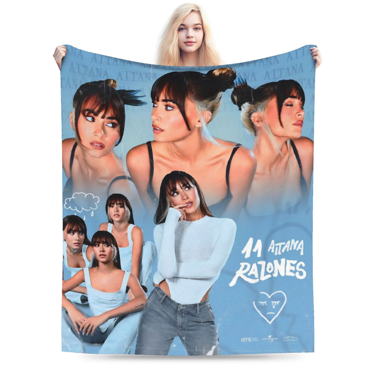 Aitanaed Singer Alpha Album Cobertores Ultra-Macios de Lã Coral de Pelúcia, Presente Relaxante, Mantas, Colchas