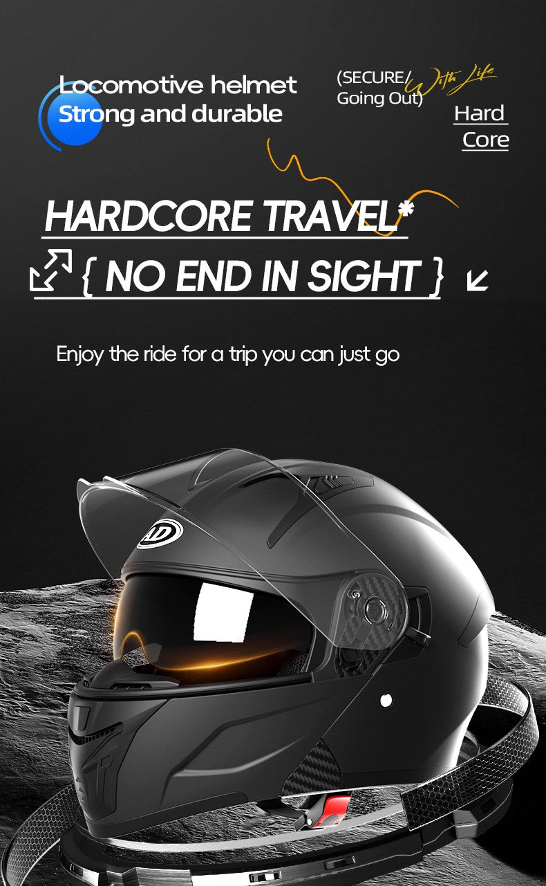 AD Capacete integral descoberto para homens, outono e inverno, quente, para motociclismo, indispensável