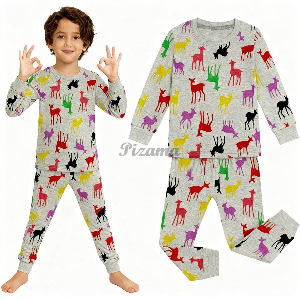 100 Cotton Girls Pajamas Sets Bunny Airplane Castle Animal Cartoon Kids Pyjamas Boys Pijamas Infantil Xmas Children Sleepwear