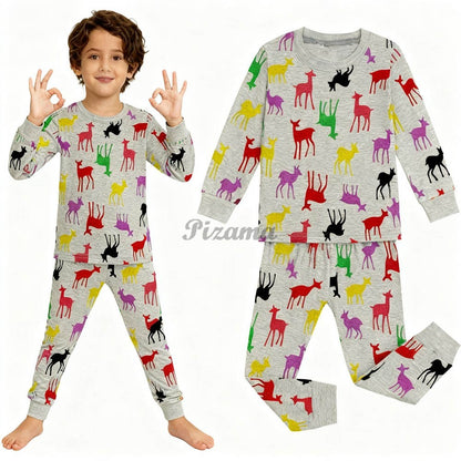 100 Cotton Girls Pajamas Sets Bunny Airplane Castle Animal Cartoon Kids Pyjamas Boys Pijamas Infantil Xmas Children Sleepwear
