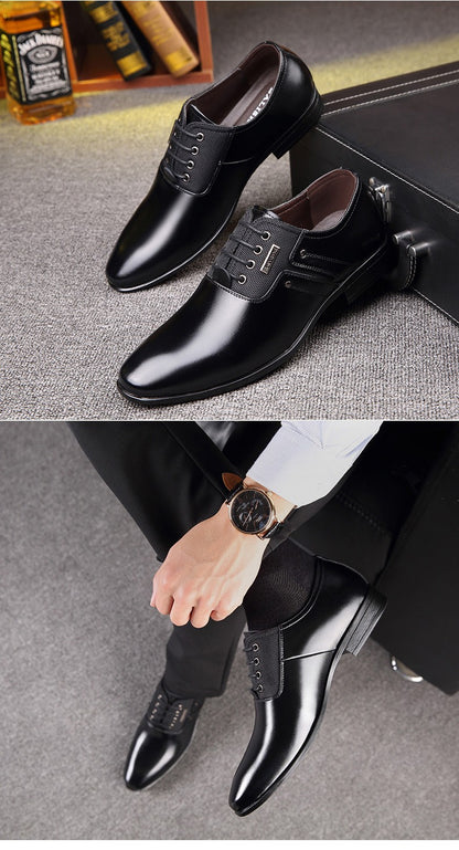 QFFAZ Big Size 38-47 Men Wedding Dress Shoes Black Brown Oxford Shoes Formal Office Business British Lace-up Men's Footwear