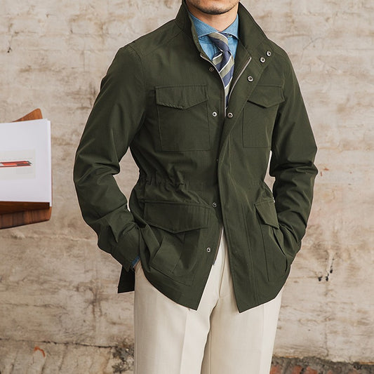 Three Spring and Summer Light Vertical Collar Waist Half Hanging M65 British Jacket Men's Retro Hunting Wear Waterproof Jacket