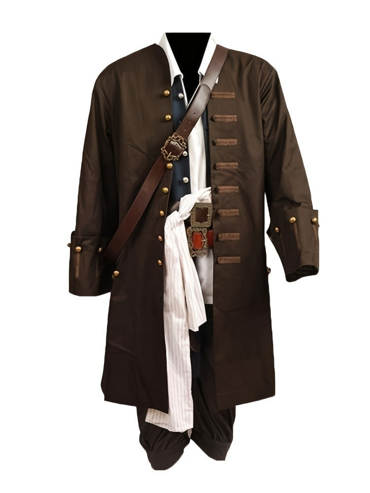 Movie Pirates Of The Caribbean Cosplay Costume Jack Sparrow Cosplay Full Set CostumeFor Men Adult