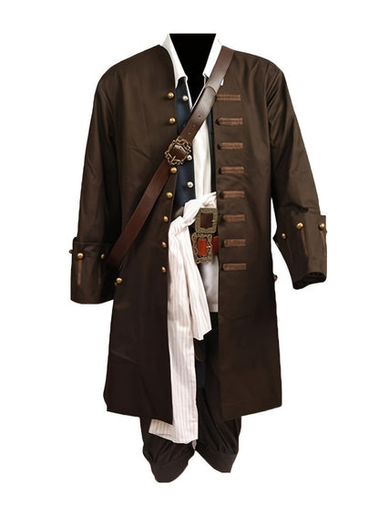 Movie Pirates Of The Caribbean Cosplay Costume Jack Sparrow Cosplay Full Set CostumeFor Men Adult