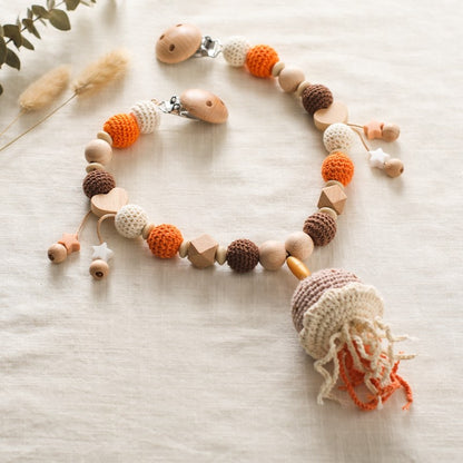Baby Crochet Stroller Toys Wooden Hanging Ocean Stroller Teething Rattle Bell Animal Mobiles Gym Stroller Pendants Gifts Toys