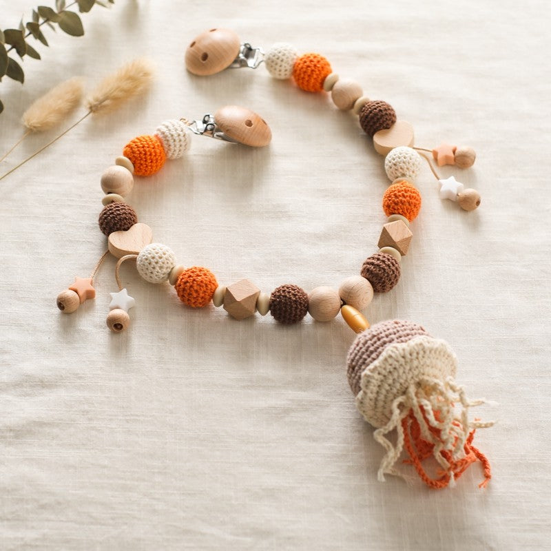 Baby Crochet Stroller Toys Wooden Hanging Ocean Stroller Teething Rattle Bell Animal Mobiles Gym Stroller Pendants Gifts Toys