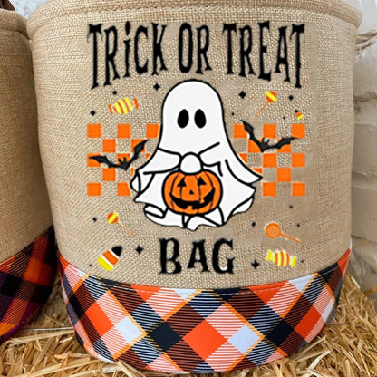 1Pcs Halloween Trick or Treat Bucket Spooky Season Treat Basket Fall Festival Funny Accessory Kid's Gift Cute Ghost Pumpkin Bat