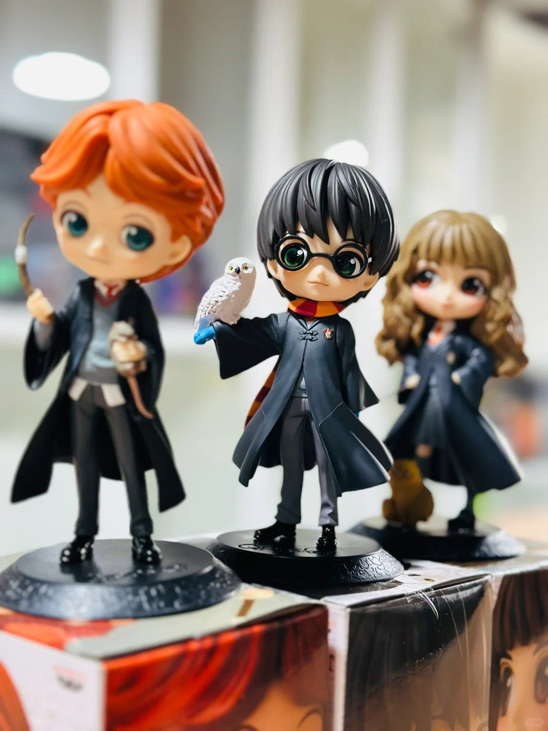 14cm Original Bandai Q Posket Harry Potter Series Versão Personagem Draco Malfoy Hermione Action Figure Anime Colecionável Bonecas Infantis