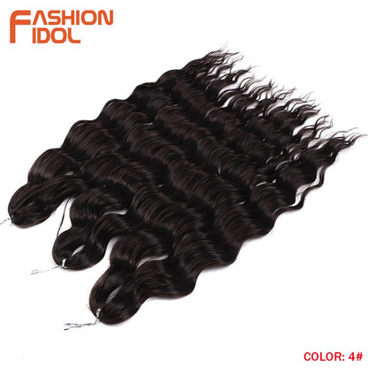 FASHION IDOL Cabelo de Crochê Torção Laranja Extensões de Cabelo Trançado de Onda Profunda Sintética Cabelo Onda de Água 24 Polegadas Fibra Resistente ao Calor