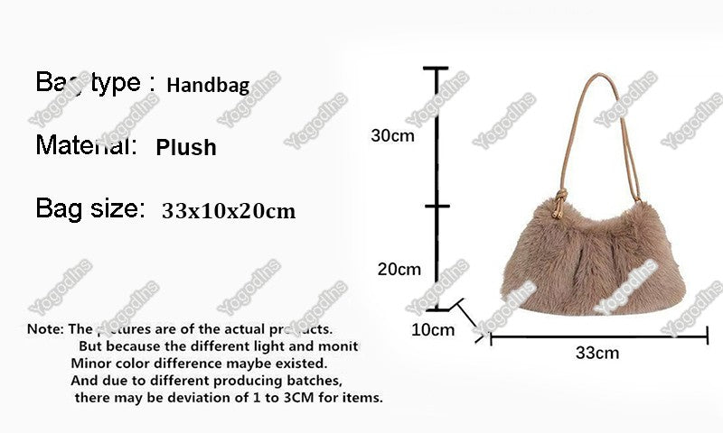 Fashion Luxury Faux Rabbit Fur Plush Shoulder Bag High-End Women's Tote Handbag for Stylish Gift Sending