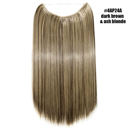 BENEHAIR Cabelo Sintético com Fio Invisível Sem Clipes Extensões de Cabelo Linha Secreta de Pesca Apliques de Cabelo Falso Para Mulheres